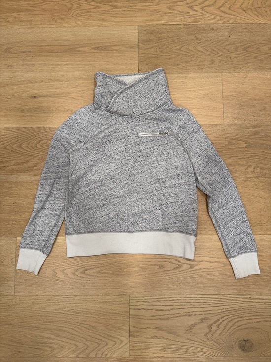 Abercrombie & Fitch Sweaters - Abercrombie & Fitch Heather Gray Crossover Funnel Neck Sweater with White Trim